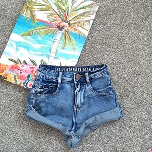 Nineteen 91 Distressed High Rise Denim Shorts
